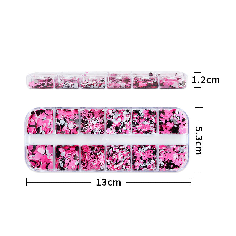 Wholesale Black and Pink Rabbit Love Circle Nail Stickers Pet Sequins