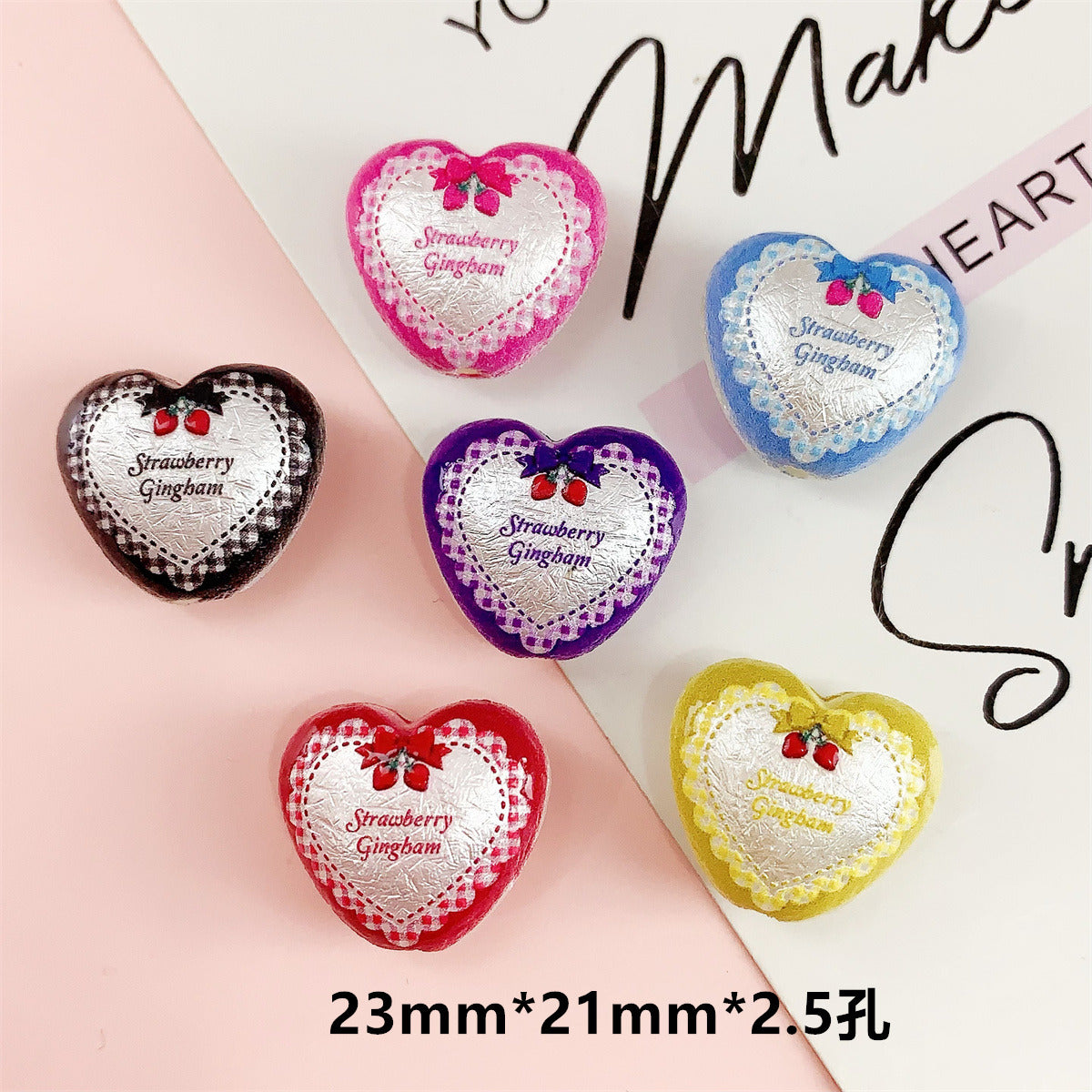 Wholesale 10pcs double-sided printed panda head heart-shaped pentagram acrylic beads