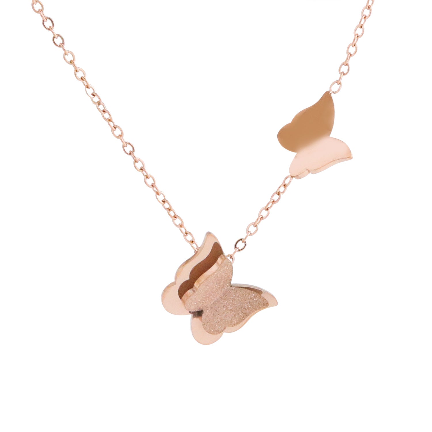 Wholesale Butterfly Rose Gold Stainless Steel Necklace Clavicle Chain