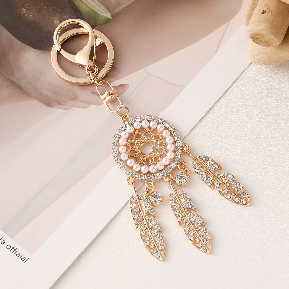 Wholesale Zinc Alloy Diamond Hollow Dream Catcher Keychain