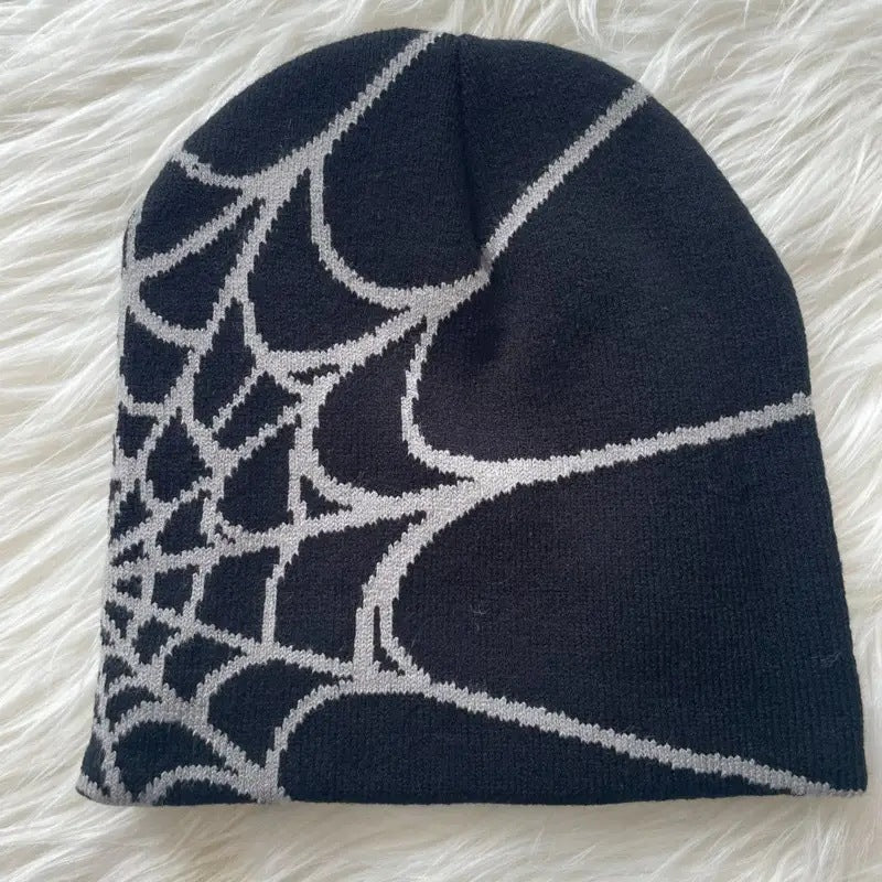 Wholesale Y2K Jacquard Knitted Hats, Spider Web Wool Hats