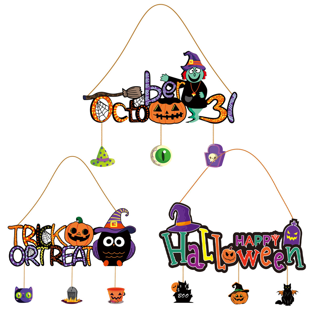 Wholesale Halloween Painted Pumpkin Witch Wooden Listing Party Atmosphere Props