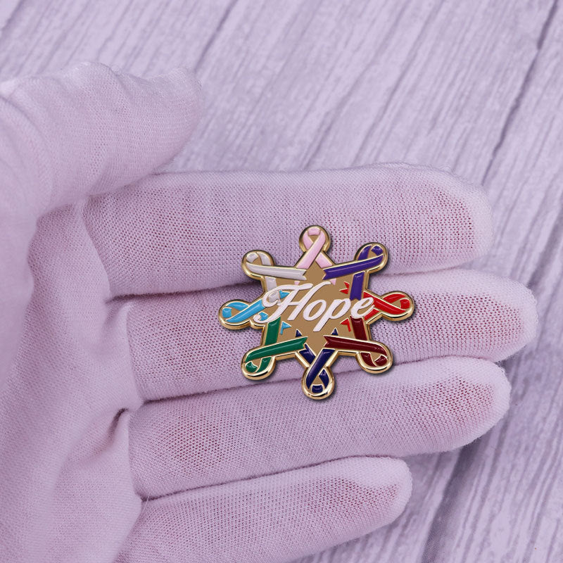 Wholesale Ribbon Faith Hope Love Health Colorful Ribbon Combination Badge Brooch