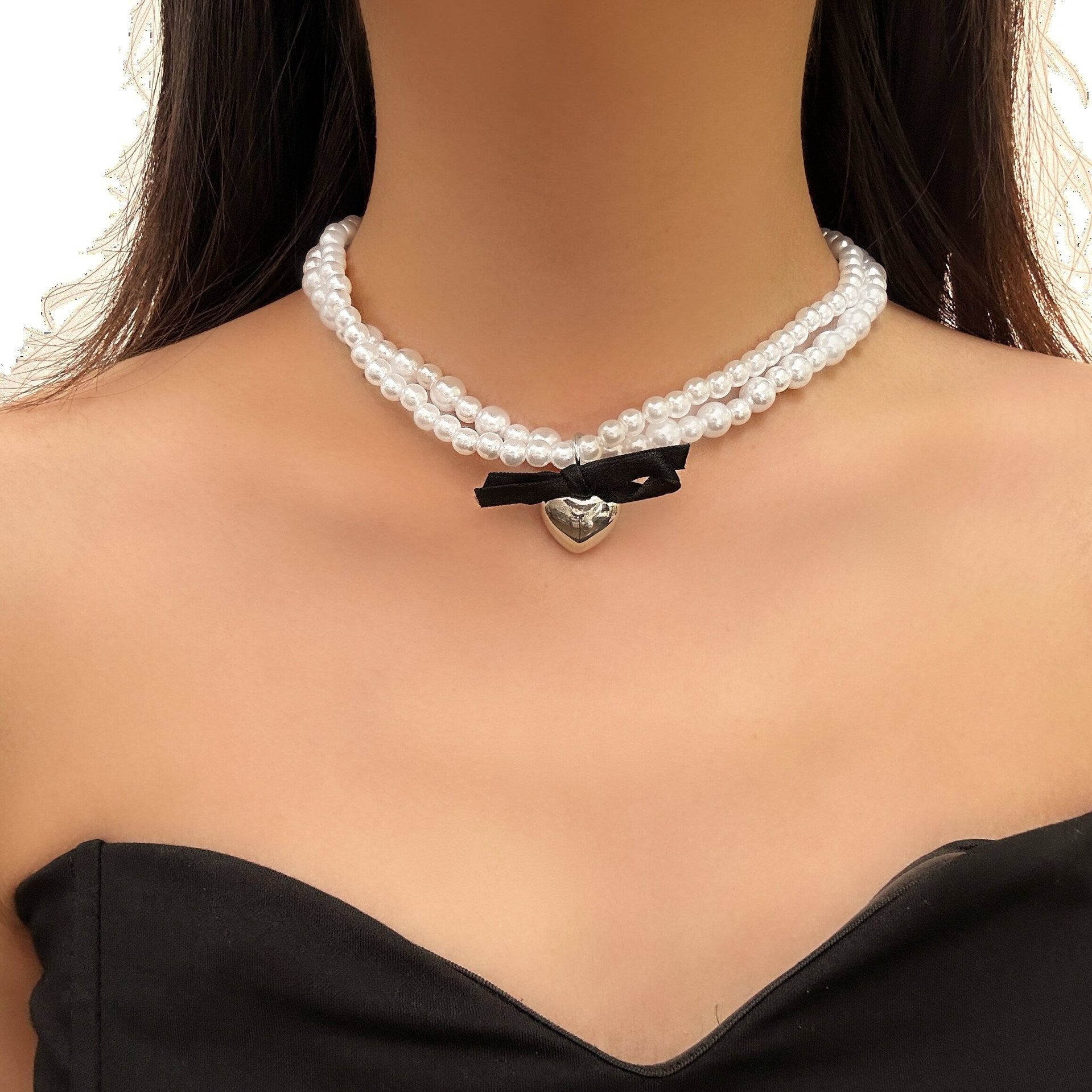 Wholesale Retro Gothic style bleeding tassel multi-layer imitation pearl necklace