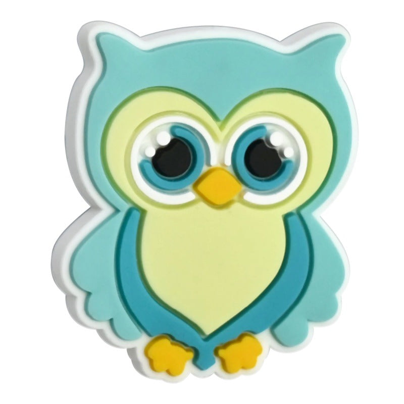 Wholesale Random 100pcs Cute Owl Ballpoint Pen Bead Decoration DIY PVC Soft Rubber Beads