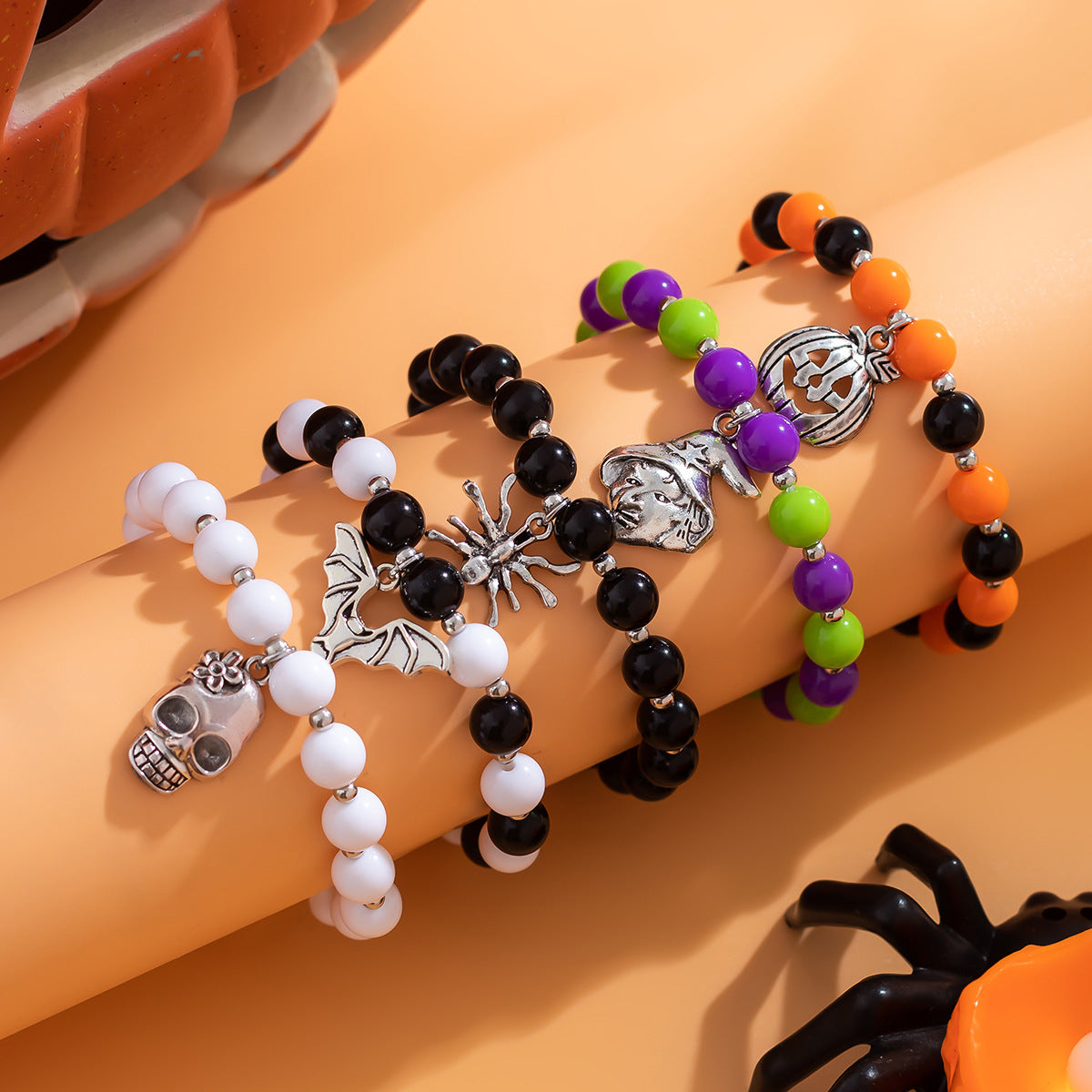 Wholesale Halloween Ghost Face Beaded Skull Witch Bracelet
