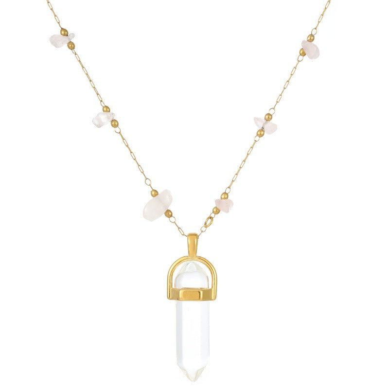 Wholesale of Natural Stone Chains, Fashionable and Versatile Titanium Steel Necklaces