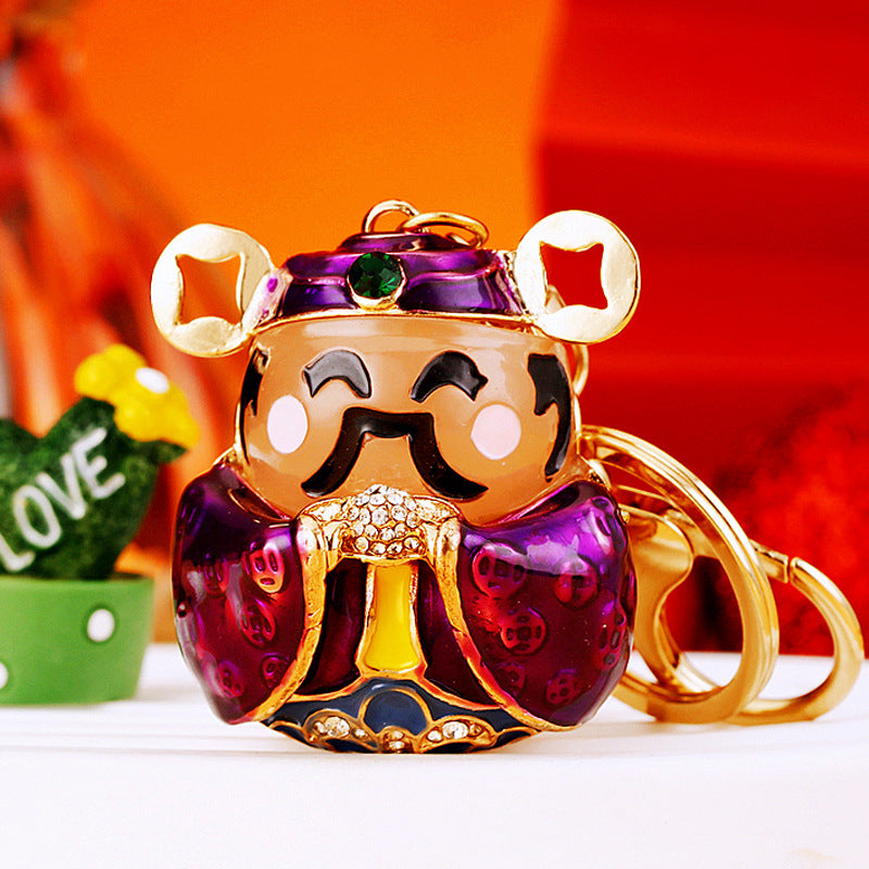 Wholesale Metal Pink Rhinestone Lucky Bag Keychain Chinese Style Car Key Accessory For Women Gift