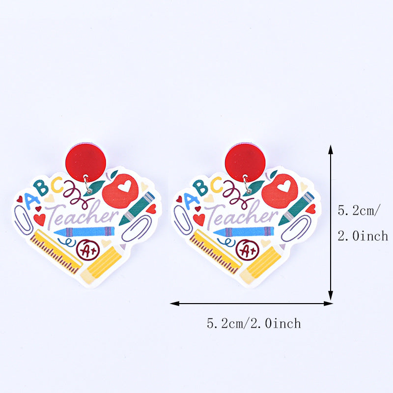 Wholesale Teacher's Day Return Season Rainbow Pencil Acrylic Earrings