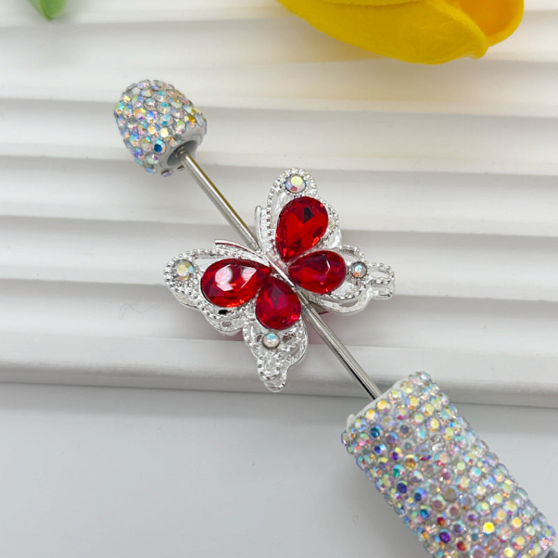 Wholesale 20pcs Heavy-duty alloy diamond double-sided crystal butterfly straight hole 3D Crystal Beads