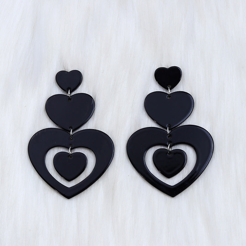 Wholesale Valentine' s Day Acrylic Earrings Heart Splicing Earrings for Women