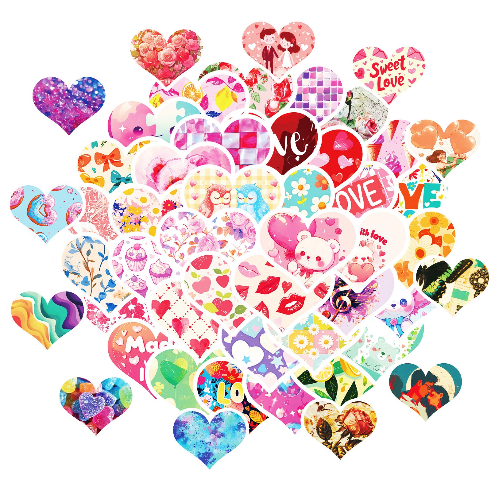 Wholesale 50pcs Cartoon Valentine' s Day Love Graffiti Stickers
