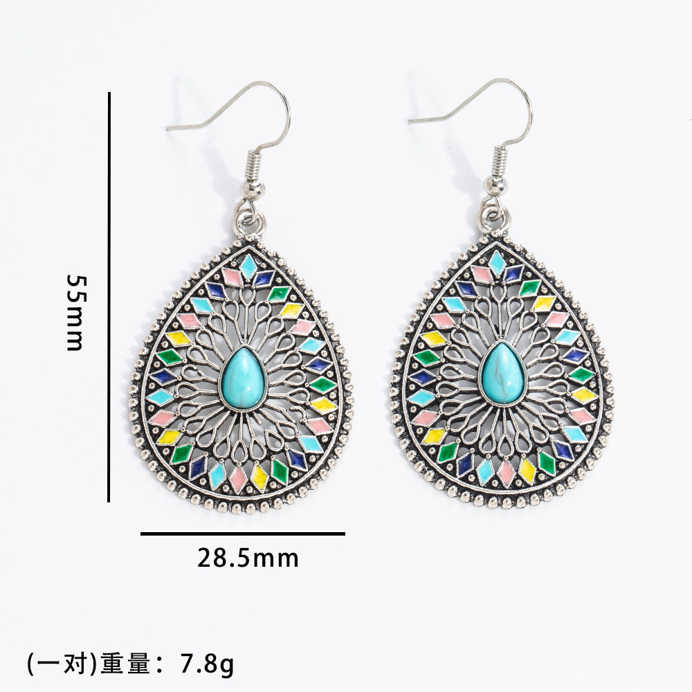 Wholesale 20pcs Bohemian Vintage Turquoise Alloy Earrings