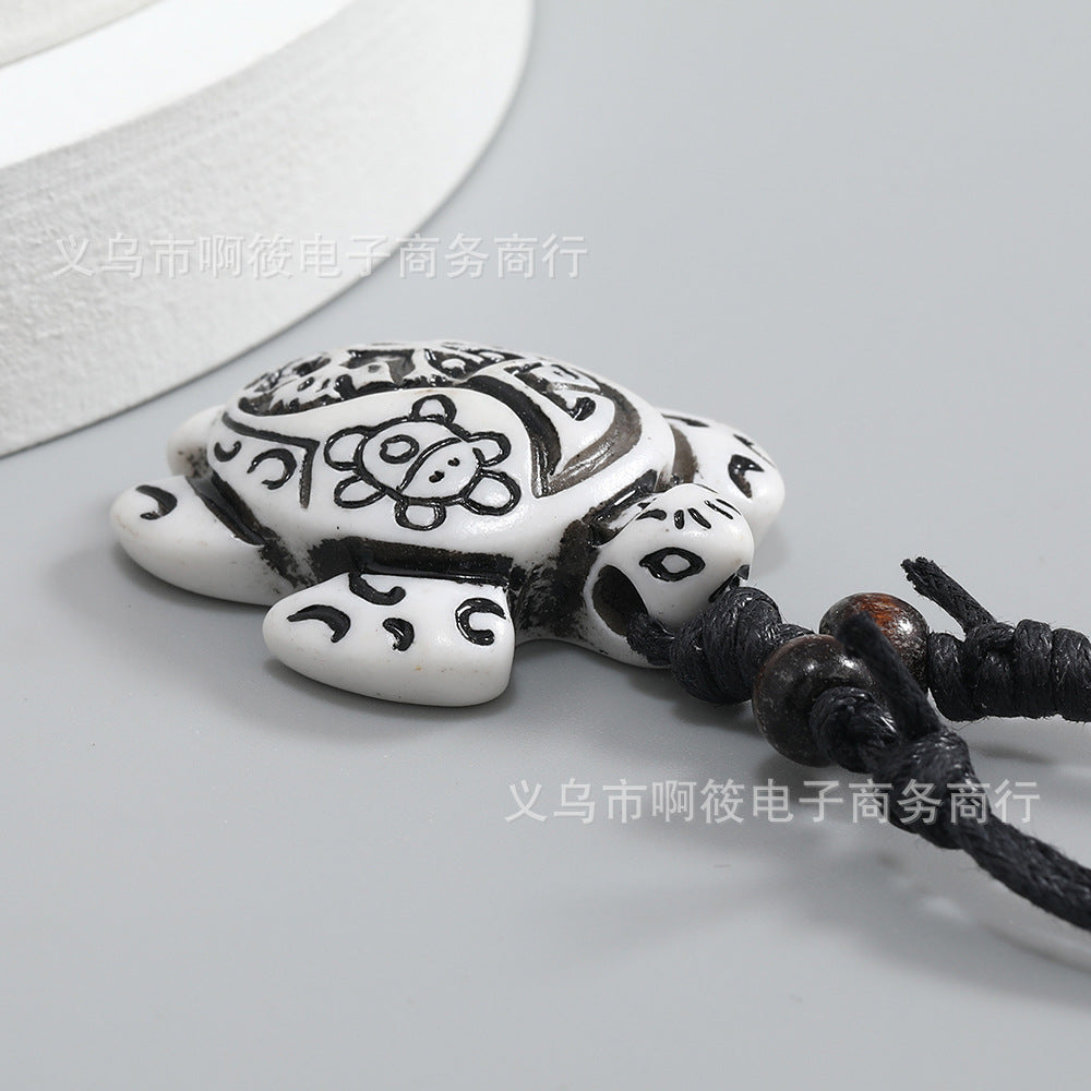 Wholesale male retractable wax wire resin creative turtle pendant