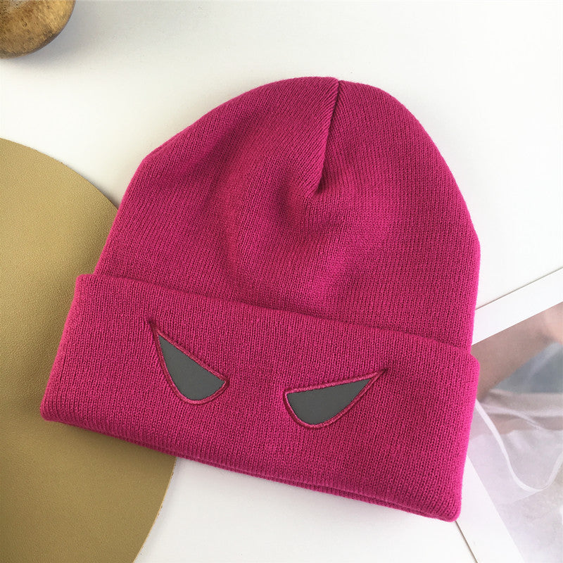 Wholesale Acrylic Autumn and Winter Reflective Devil's Eye Knitted Hats for Couples' Warm Woolen Hats