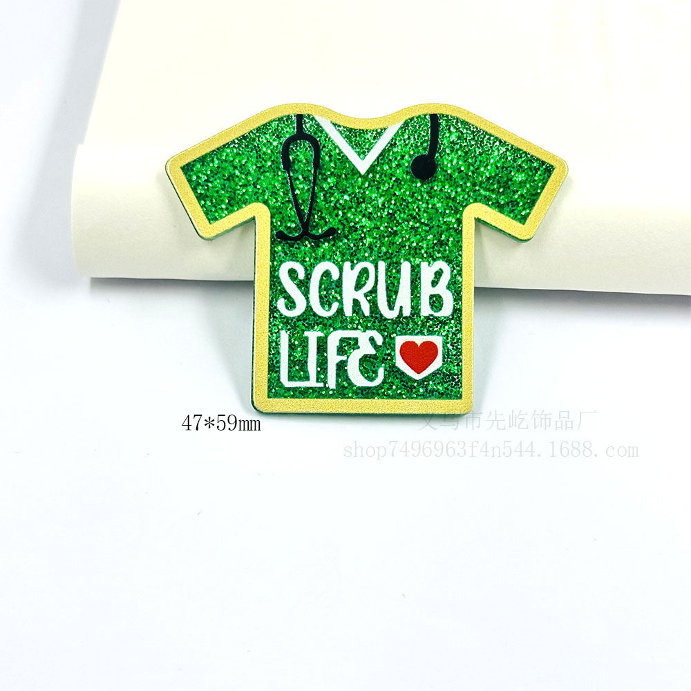 Wholesale 10pcs Loose Powder Cartoon Clothes Style Letters Acrylic Accessories