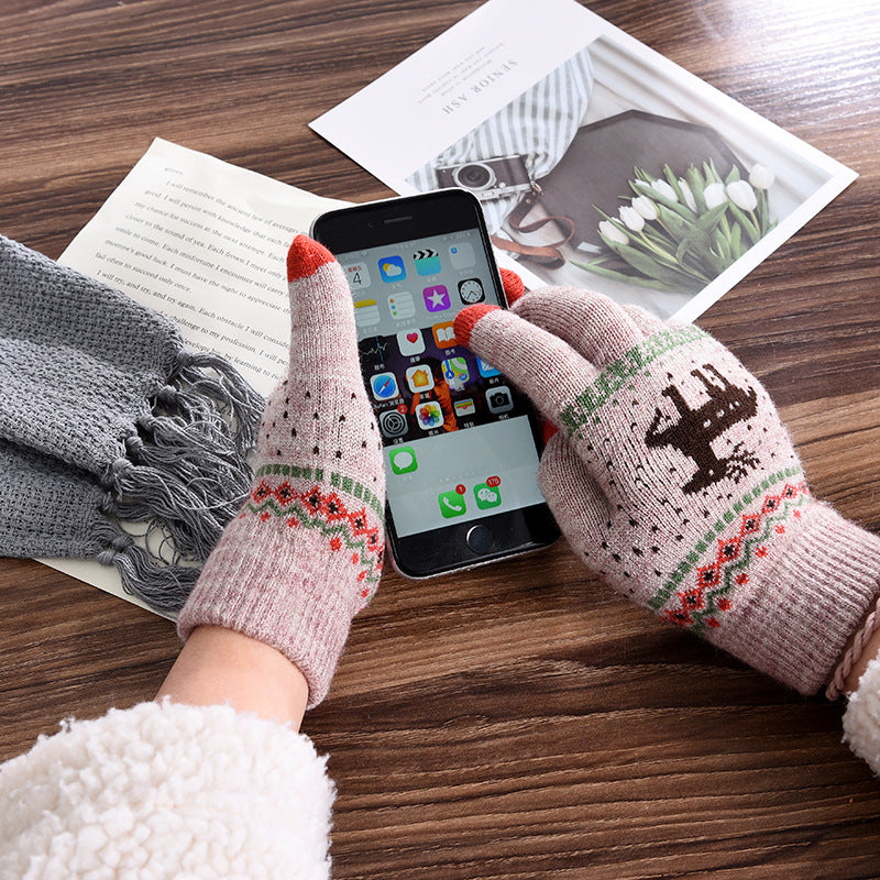 Wholesale Christmas Plush Knitted Gloves