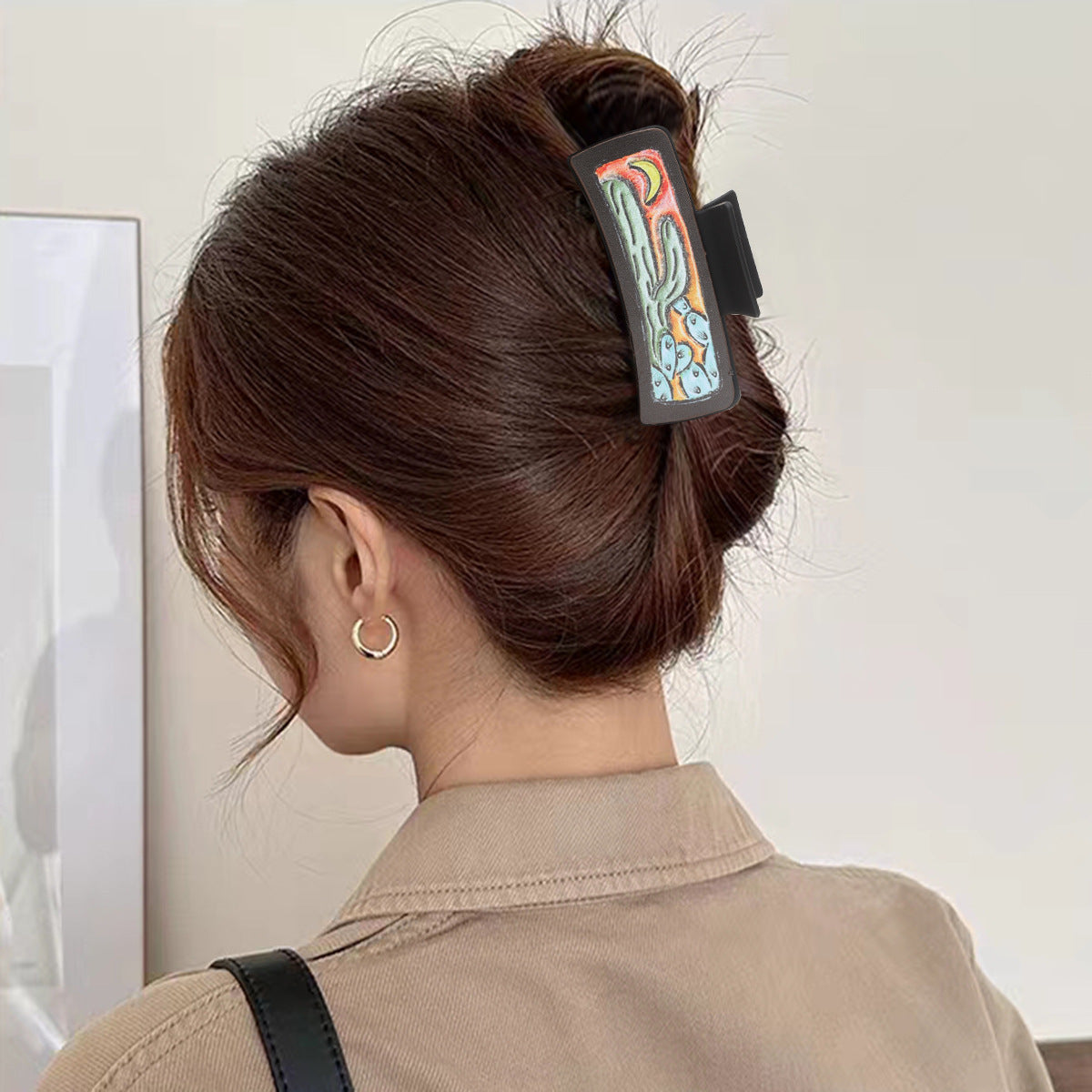 Wholesale Cactus Leather Hairpin Sunflower Grab Clip Shark Clip Hair Clips