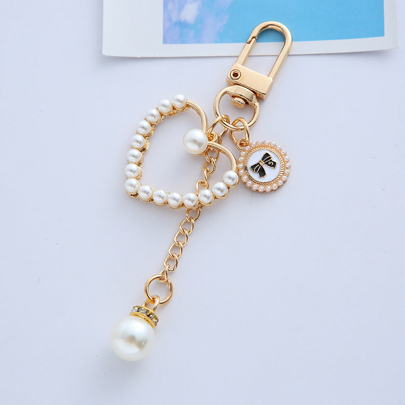 Wholesale Pearl Love Metal Keychains