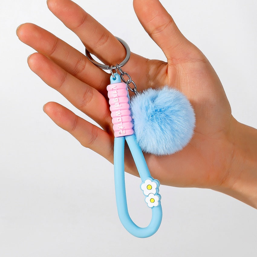 Wholesale Soft Rubber Flower Ball Keychain