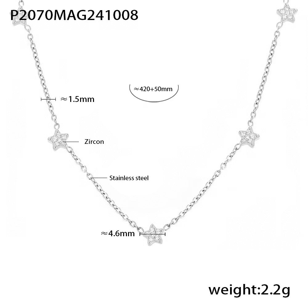 Wholesale Mili ins five-pointed star inlaid with zircon small diamond star clavicle necklace