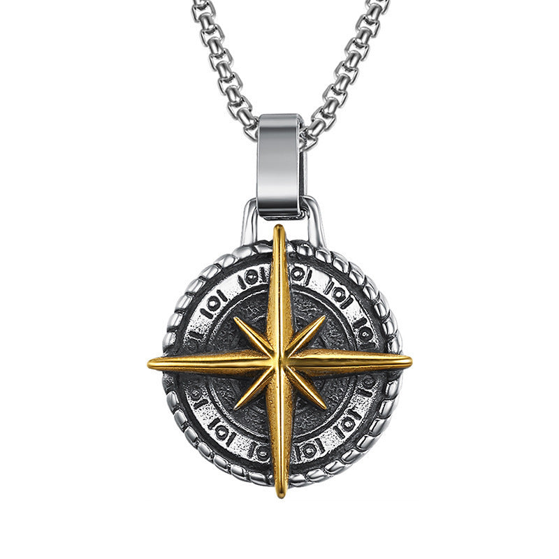 Wholesale Vintage Compass Stainless Steel Necklace