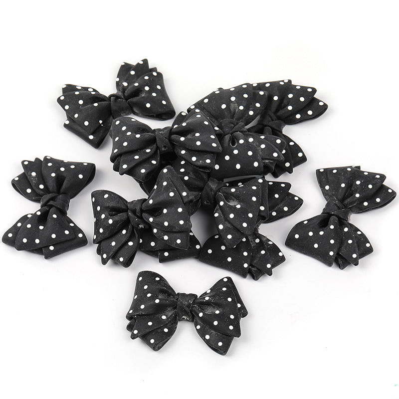 Wholesale  25pcs/pack  Large Polka Dot Bow Straight Hole Beads Acrylic Beads