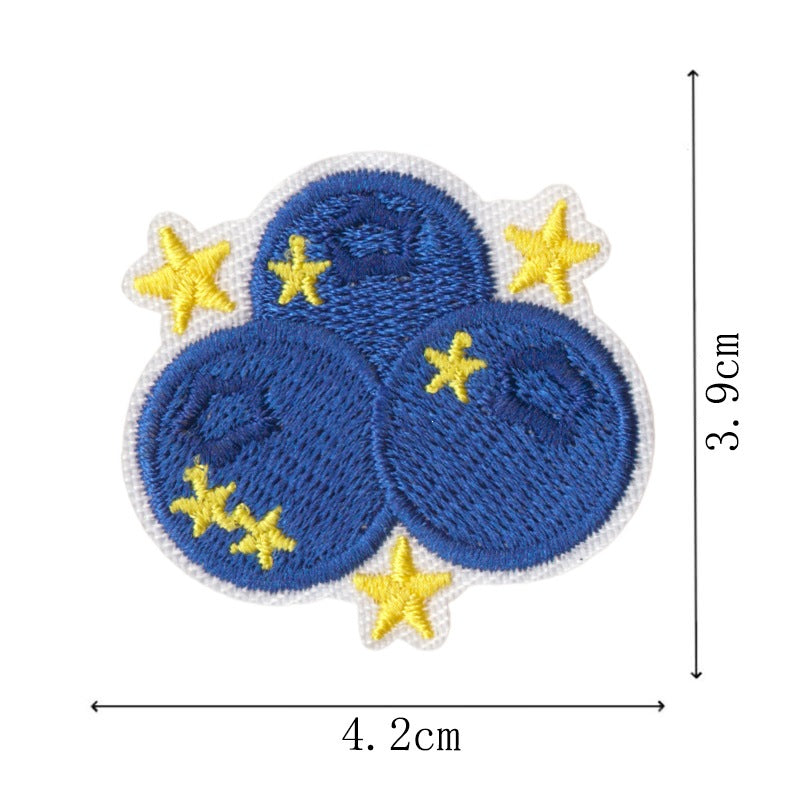 Wholesale Blue Dessert Cake Iron On Embroidered Patches 9 Piece Set For DIY Clothing Bags Gift