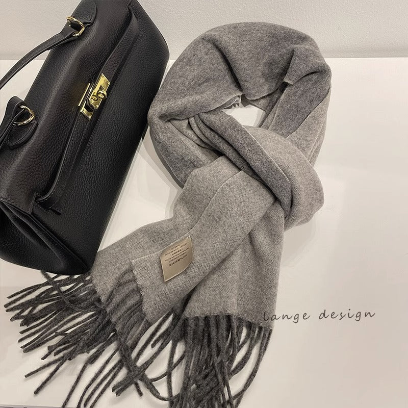 Wholesale Winter Warm Solid Color Double Sided Wool Scarf