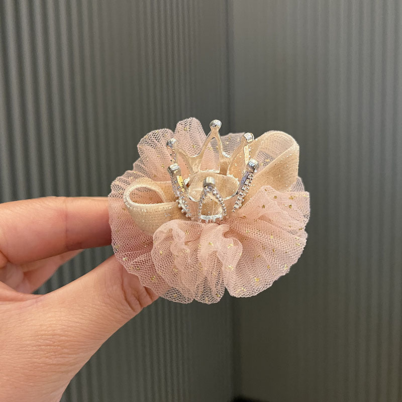 Wholesale Children's mesh flower clip stereo Crown girl hair accessories