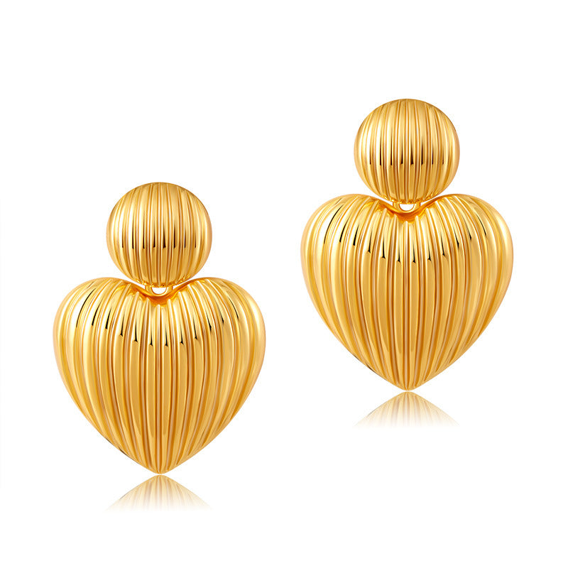 Wholesale Copper Plated 18K Real Gold Love Earrings
