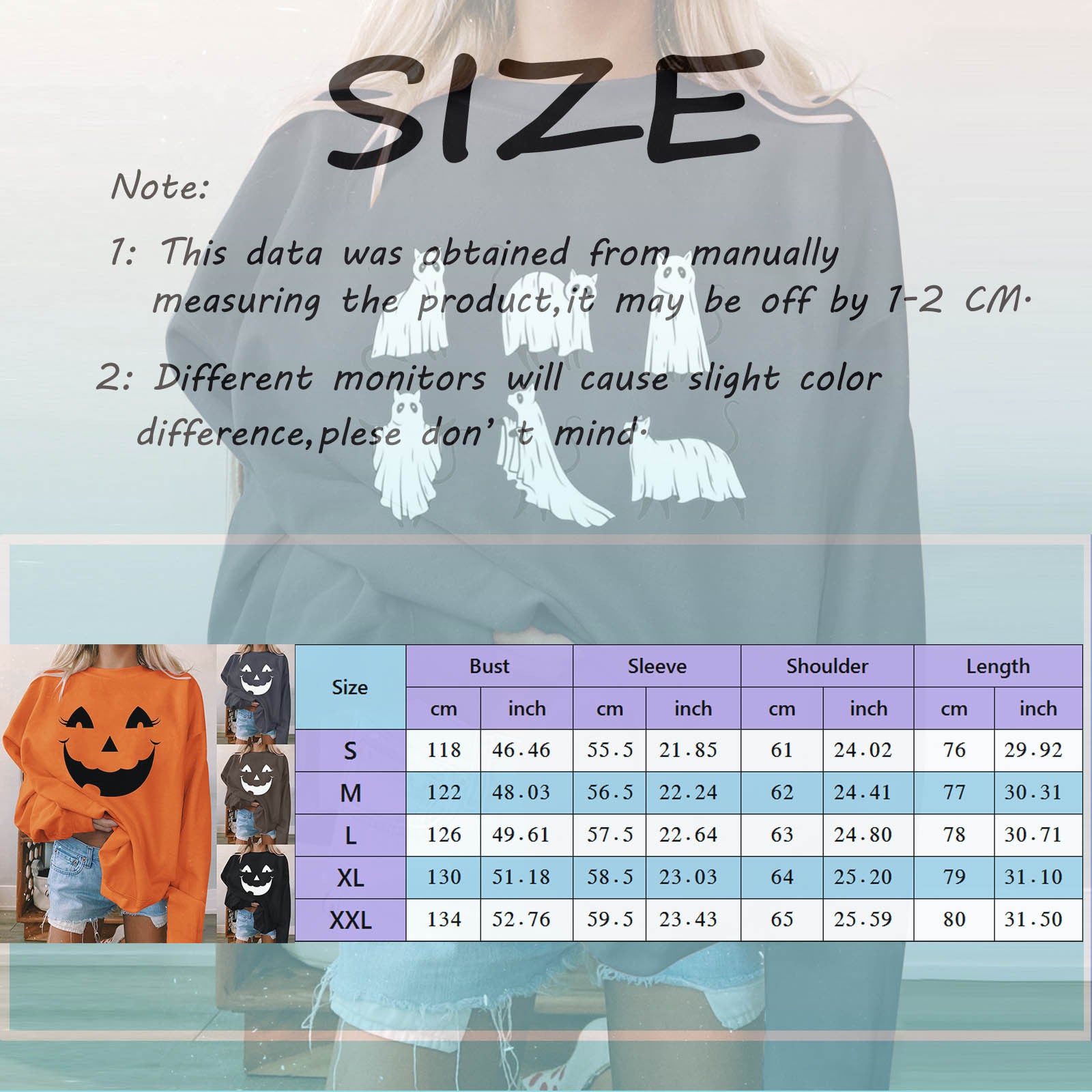 Wholesale Halloween Women's Leisure Printing Polyester Fiber Round Neck Loose Fitting Long Sleeved Hoodie Top