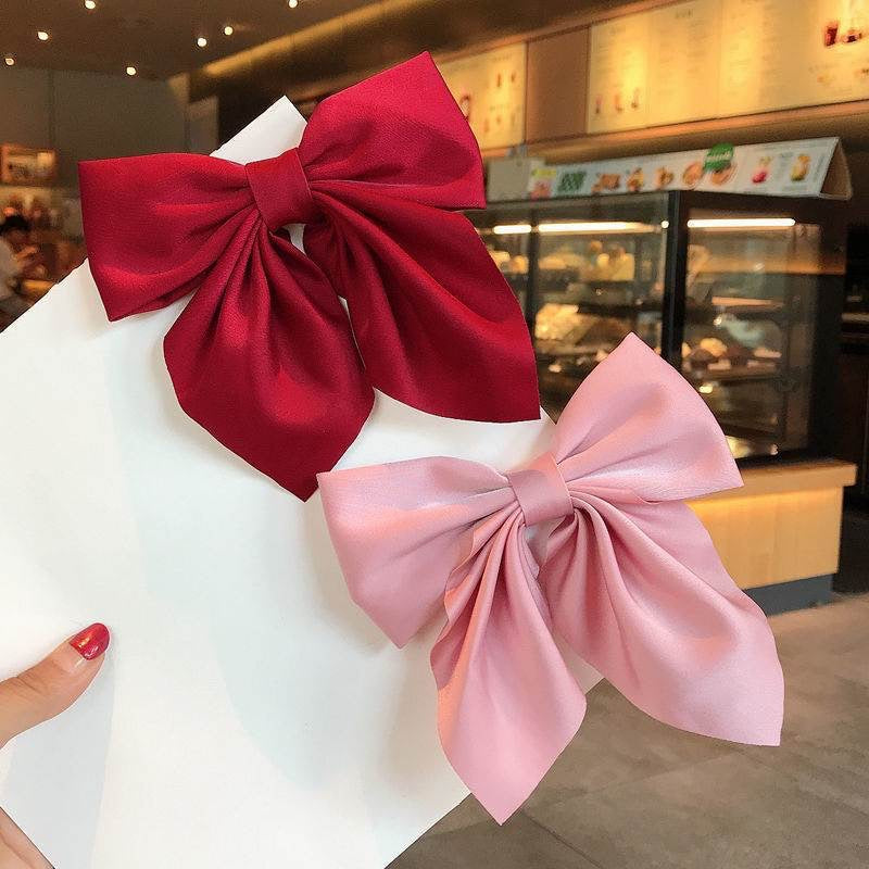 Wholesale Solid Color Fabric Sweet Bow Hair Clip