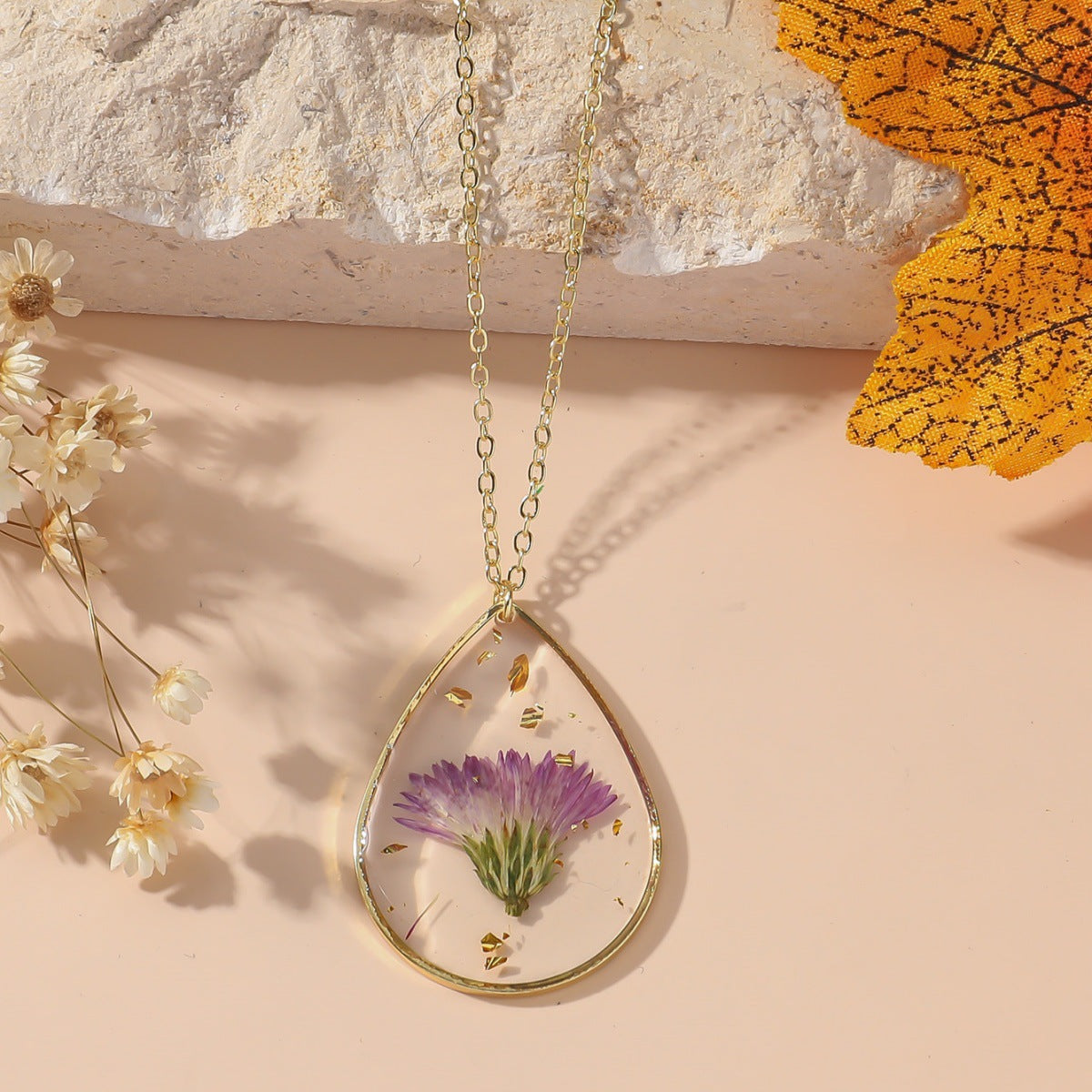 Wholesale Personalized Fashion All-match Niche Design Immortal Dried Flower Long Necklace