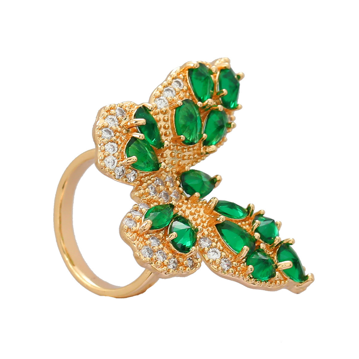 Al por mayor 2023 nuevo anillo de mariposa de circón de micro incrustaciones de cobre de cobre