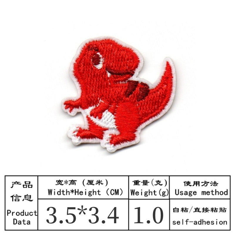Wholesale Cute Embroidered Iron On Patch Set 9 Cartoon Dinosaur And Animal Badges For Clothing Bags Towels Resale Accessory