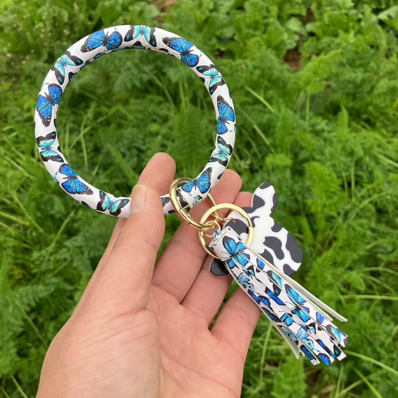 WholesalePU Leather Tassel Bracelet Keychain