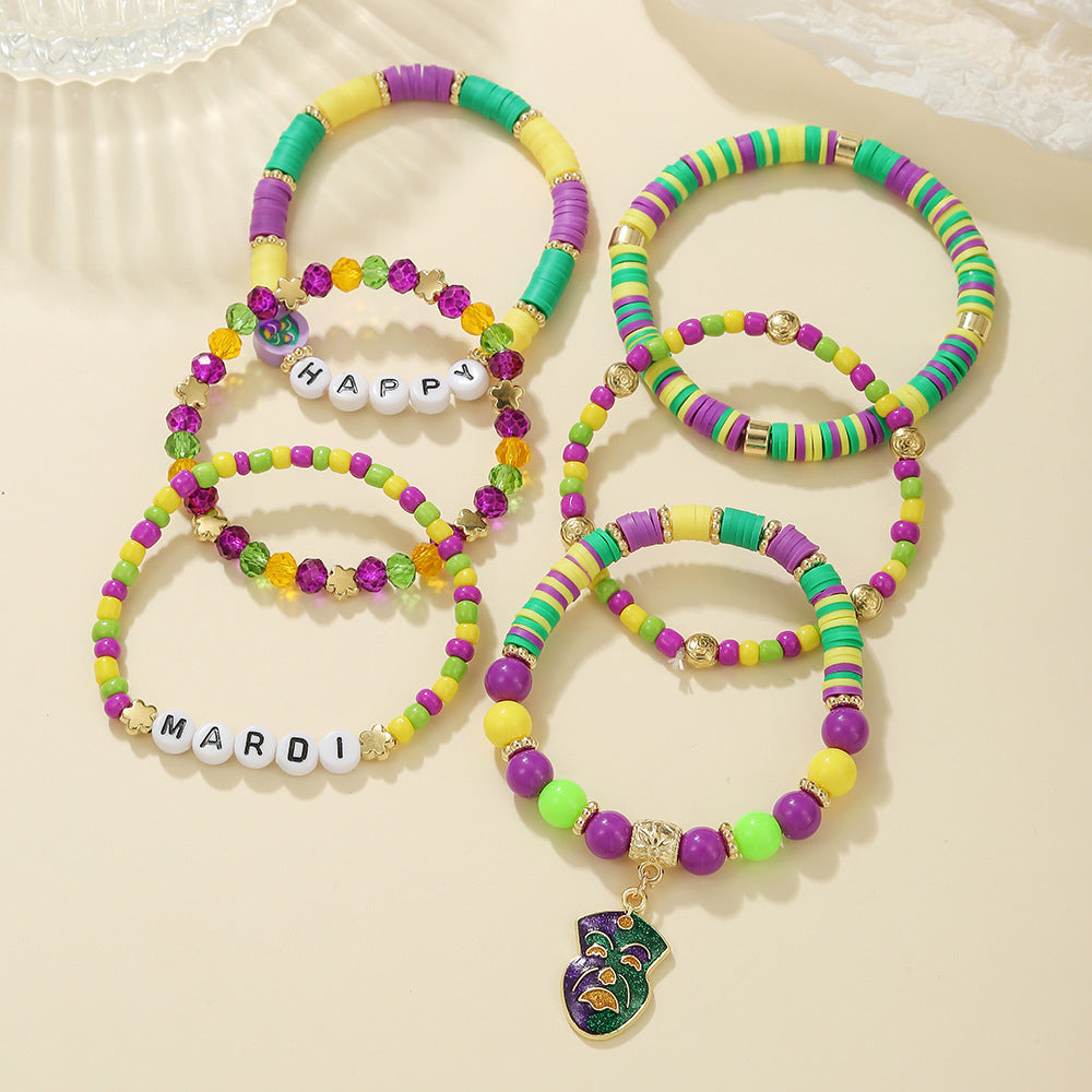 Wholesale Colorful Carnival Polymer Clay Purple Bracelet