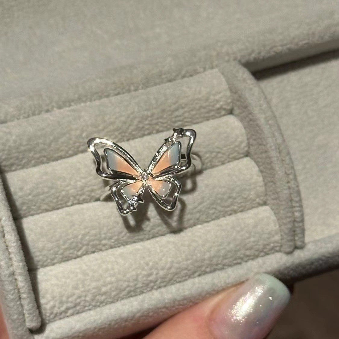 Wholesale Colorful Hollow Stereo Butterfly Ring