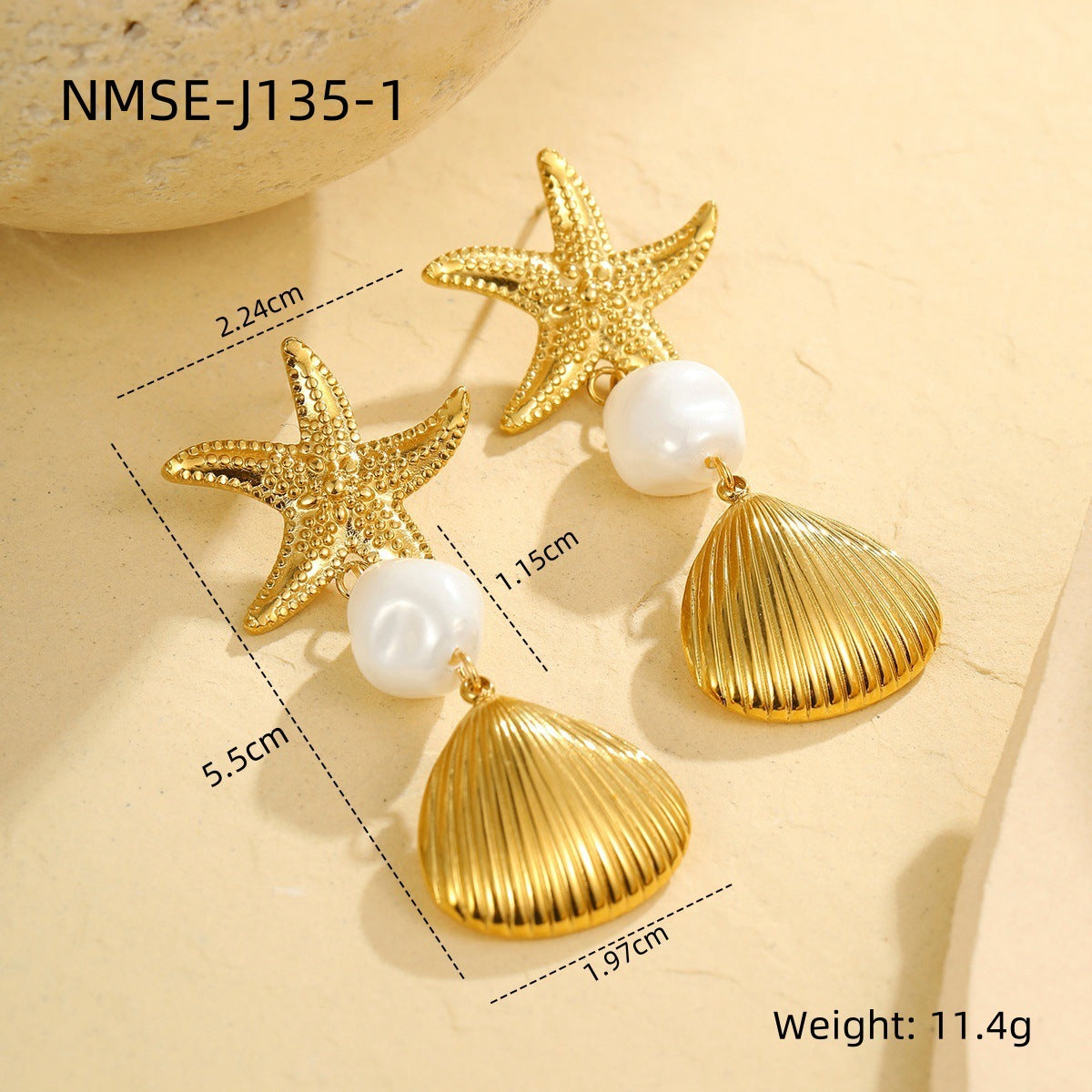 Wholesale Starfish Beach Style Stainless Steel Earrings