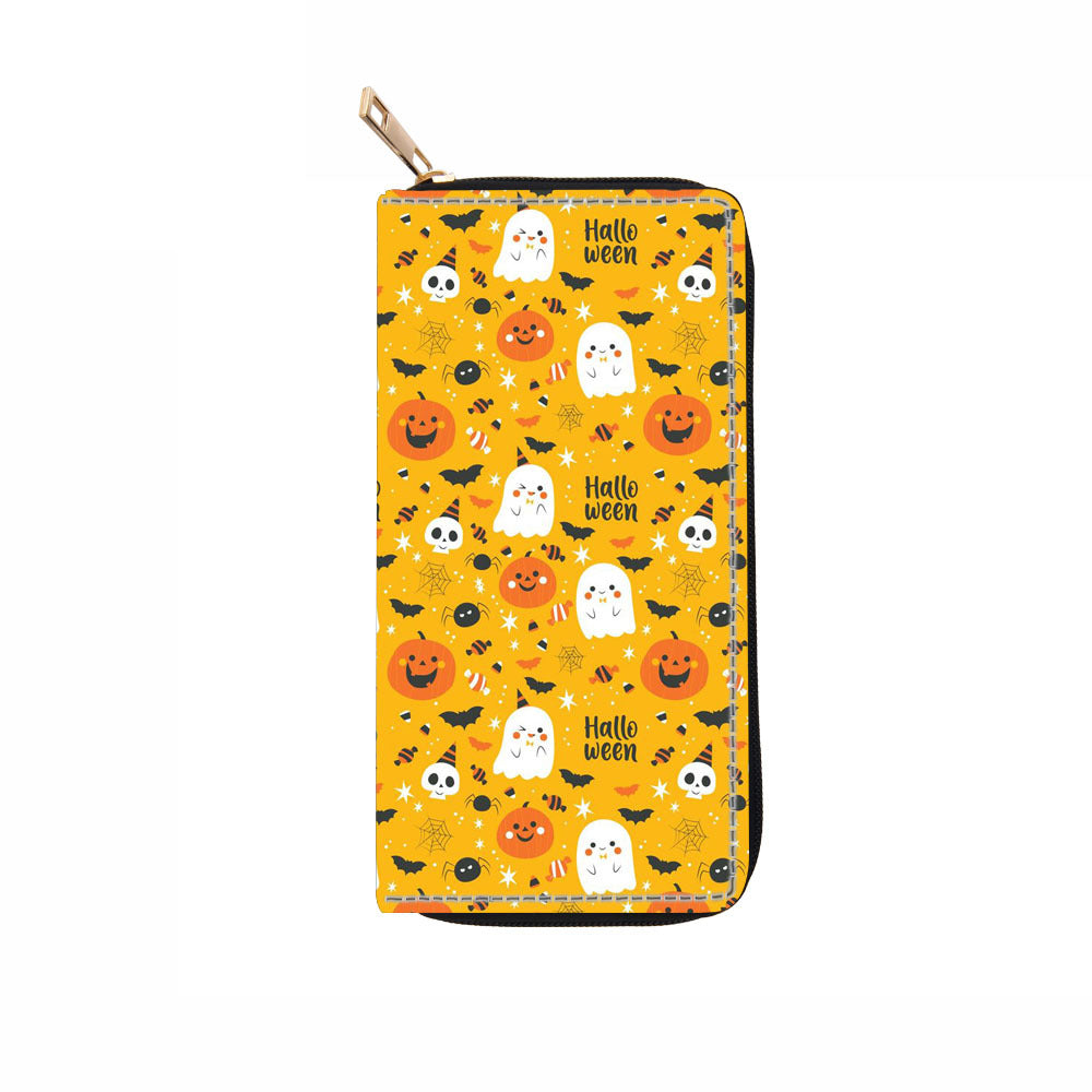 Wholesale Skull PU Long Zipper Halloween Clutch Bag Wallet