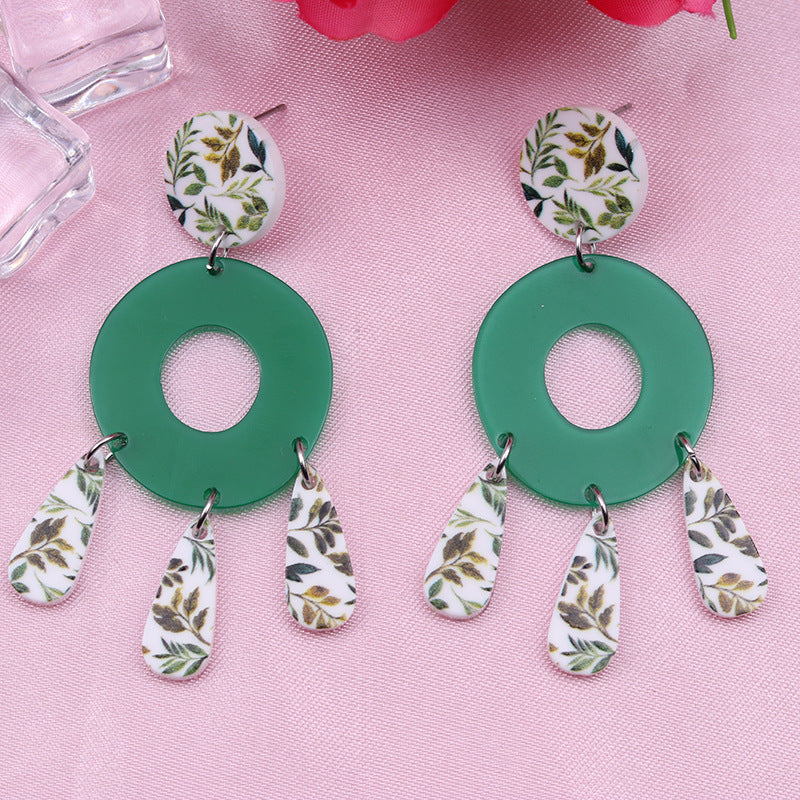 Wholesale Bohemian Style Splicing Hollow Acrylic Earrings