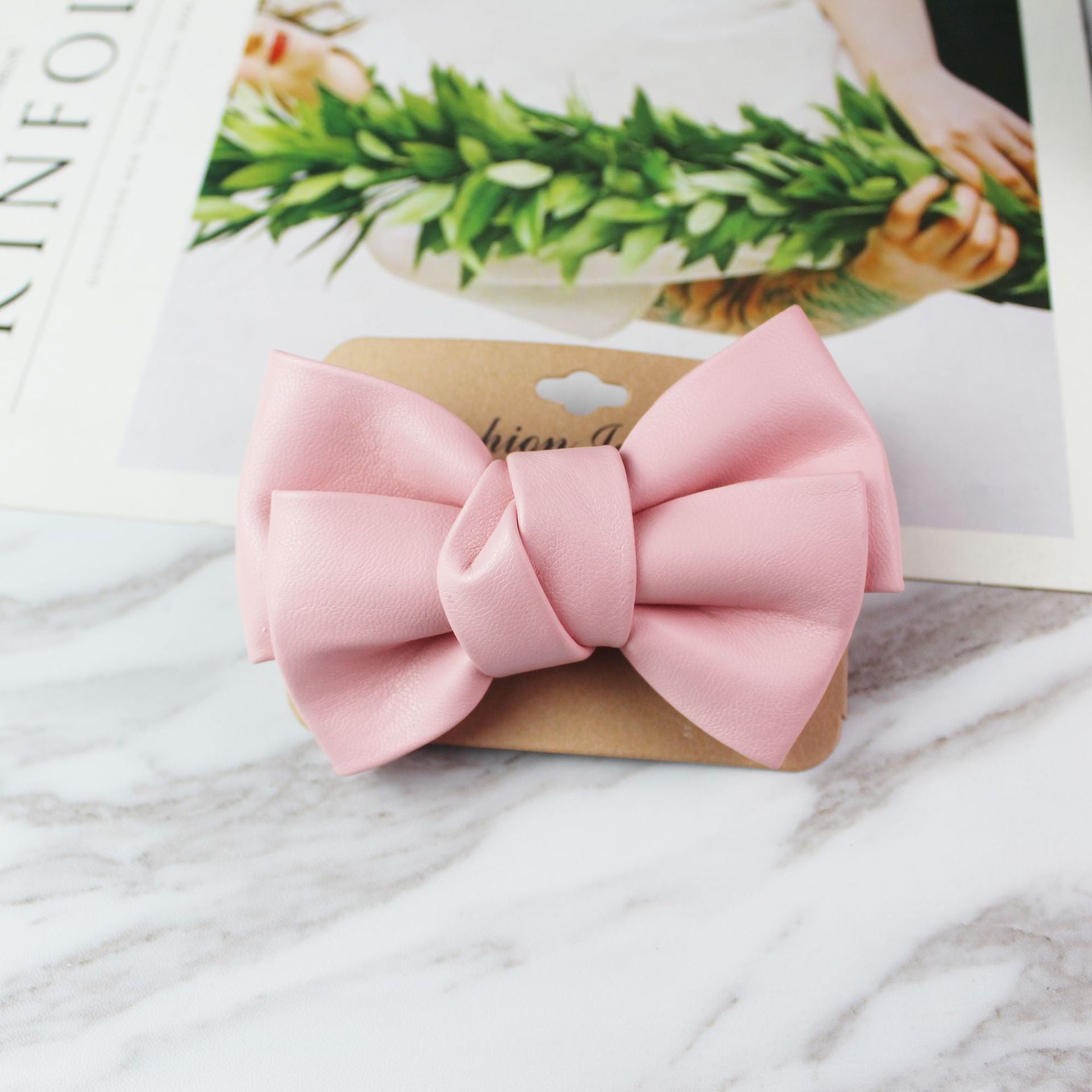 Wholesale Leather bow hair accessories hairpin girls'  hairpin