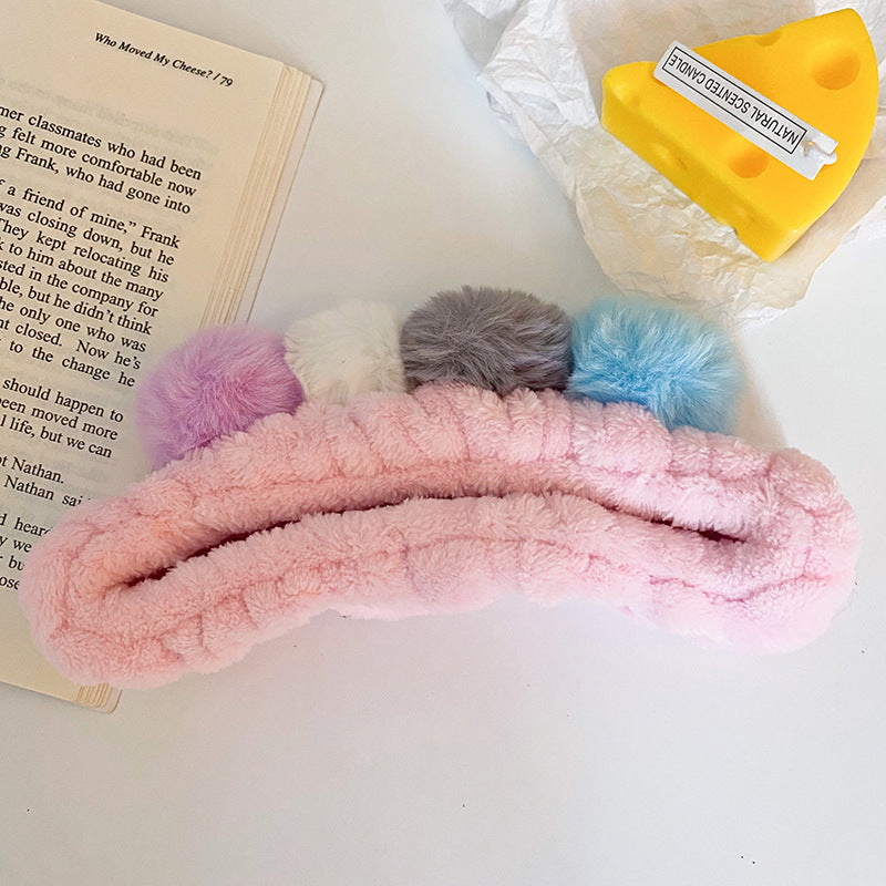 Wholesale Fabric Colored Plush Ball Hair Hoop