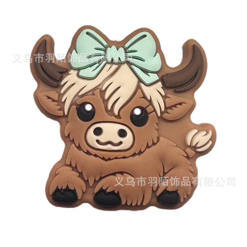 Wholesale 10pcs Cartoon Animal Cow Silicone Beads