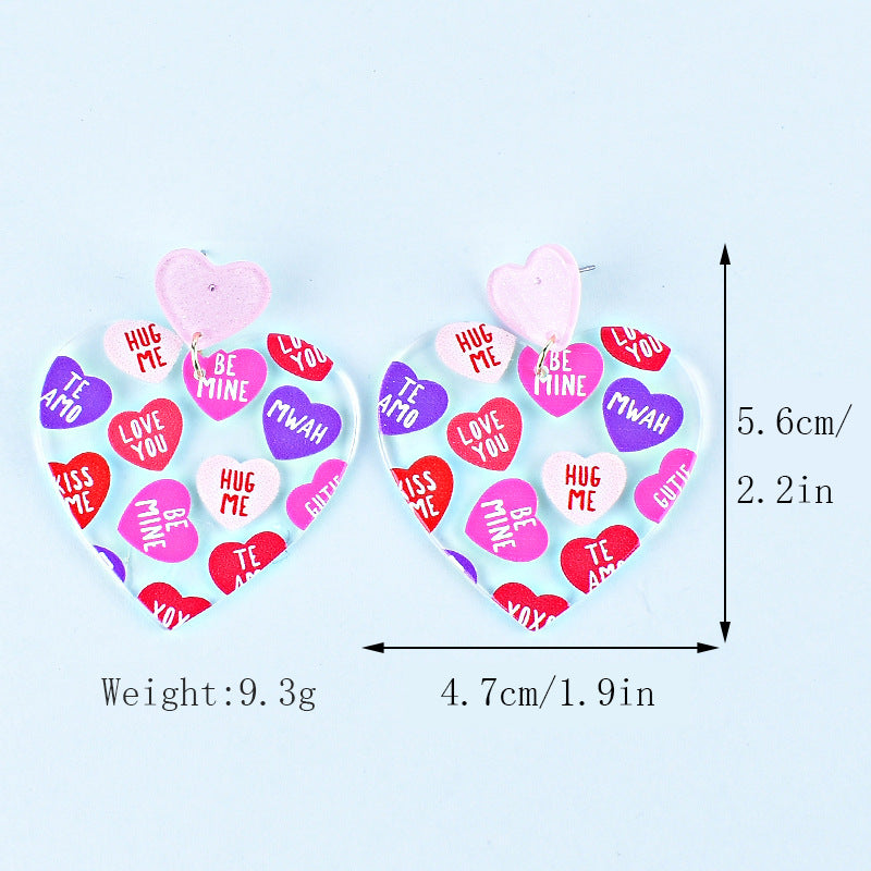 Wholesale Valentine' s Day Love Letter Red Pink Acrylic Earrings