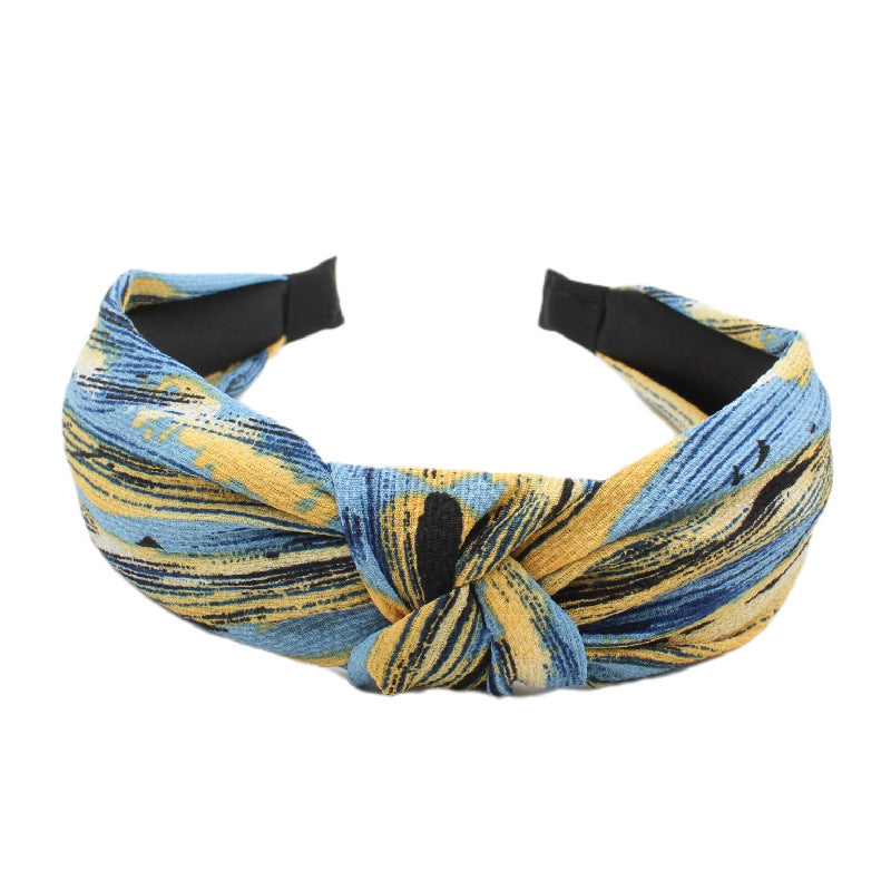 Wholesale Cross Pattern Knot Fabric Wide Edge Headband