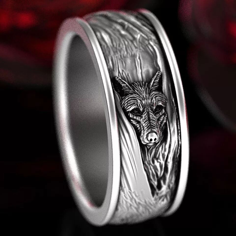 Wholesale Alloy Vintage Wolf Head Men's Ring