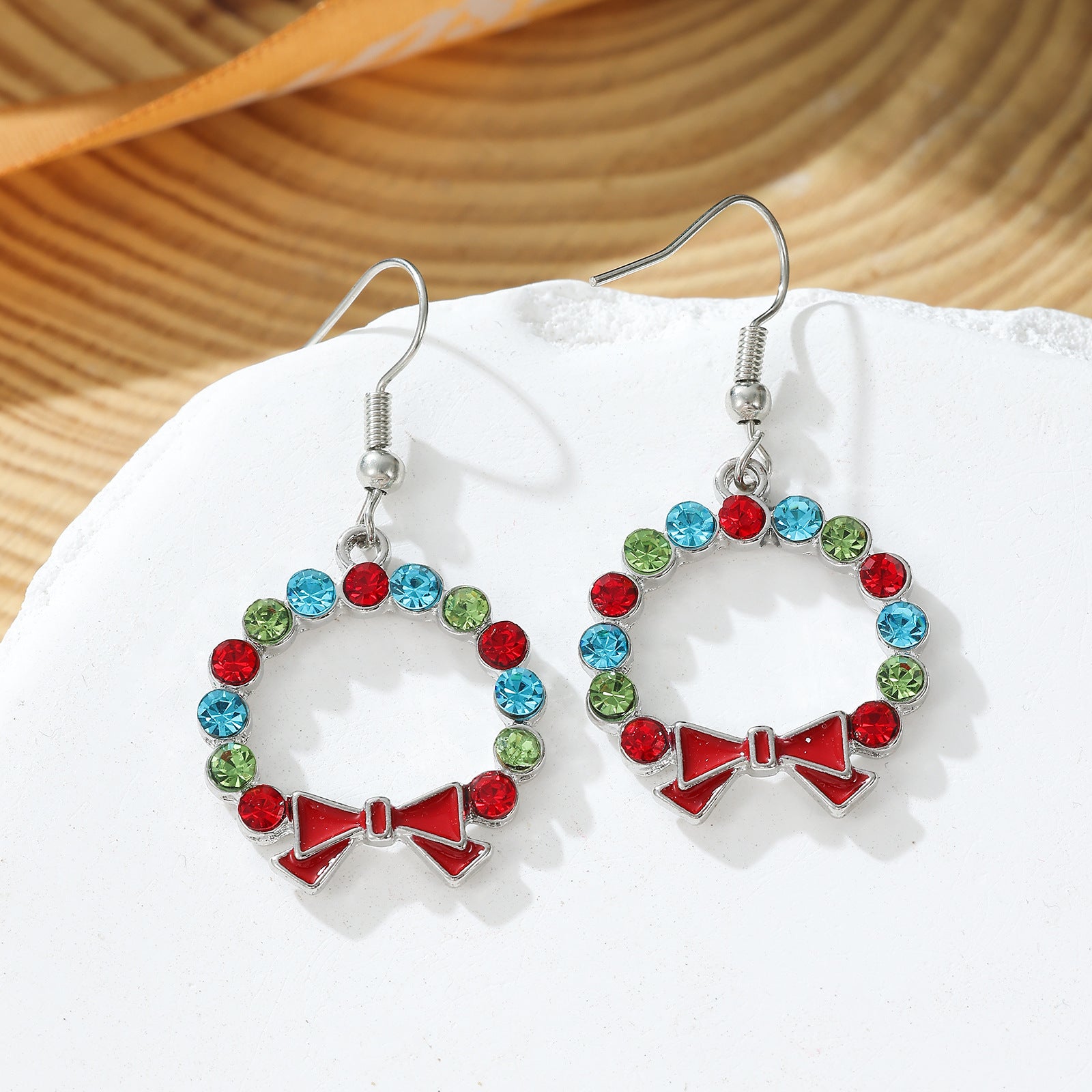 Wholesale Zinc Alloy Christmas Earrings Snowflake Tree Bell Elk Rhinestone Dangle Jewelry Party Fashion Accessory