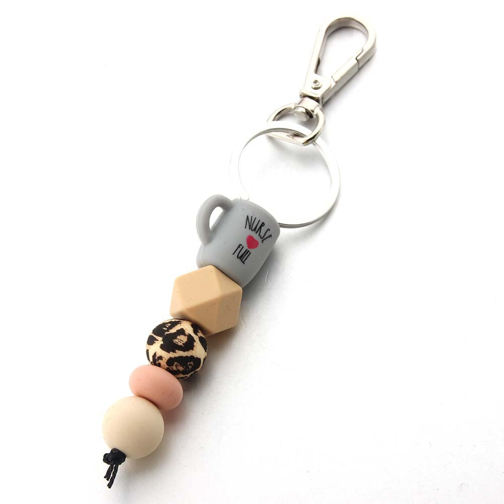 Wholesale Silicone Beads Western Style Leopard Print Keychain